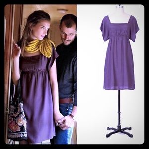Anthropologie Maeve Purple Cap Sleeve Dress